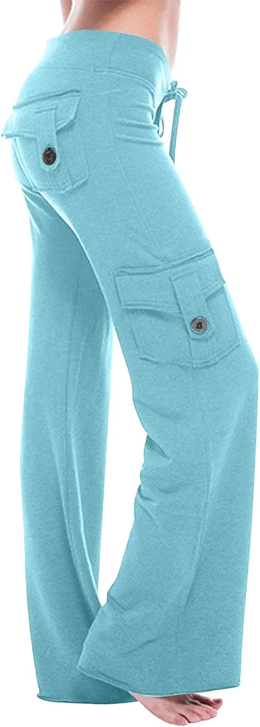 Wide Leg Pants for Women High Waisted Palazzo Linen Trousers Casual Loose Comfy Summer Beach with Pockets