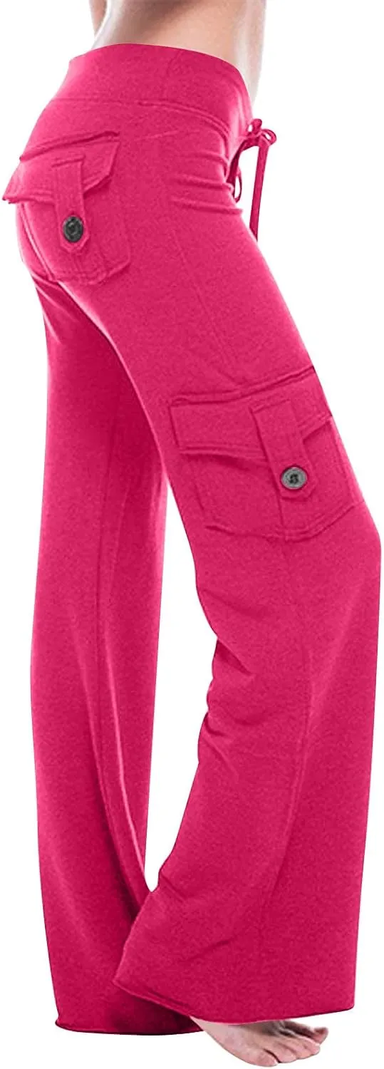 Wide Leg Pants for Women High Waisted Palazzo Linen Trousers Casual Loose Comfy Summer Beach with Pockets