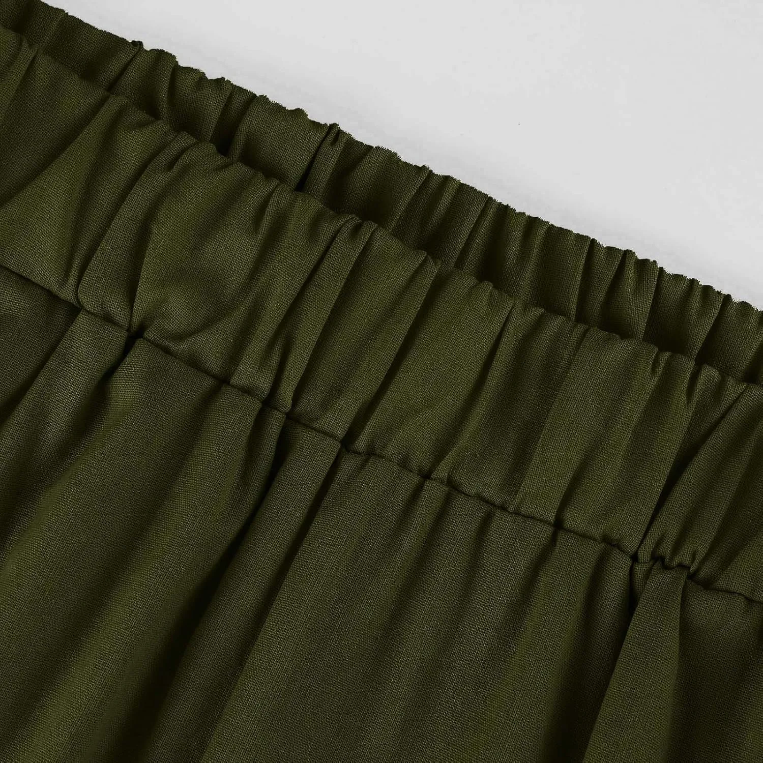 Wide Leg Pants Woman Casual Linen Elastic Waisted Pants Straight Loose Comfy Trousers Solid Sweatpants with Pocket