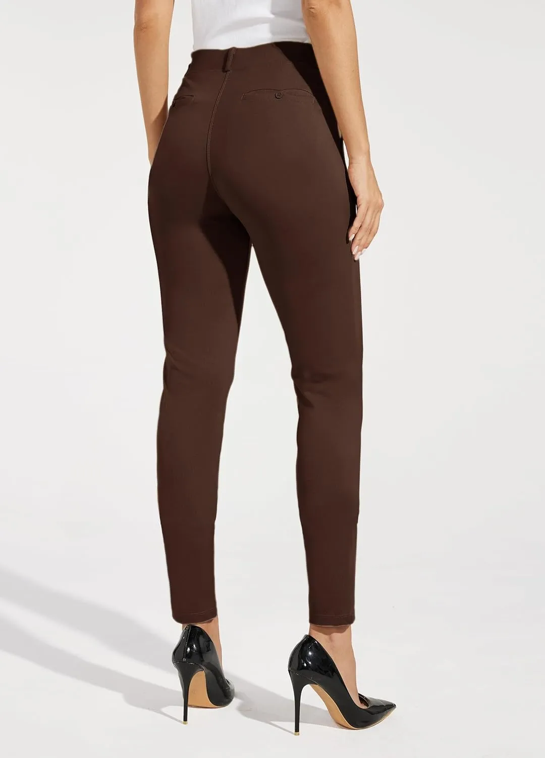 Willit Women's Yoga Dress Pants Skinny Work Slacks Leggings Slim Fit Stretch Office Casual Pants Pockets 27"/28"/29"/30"