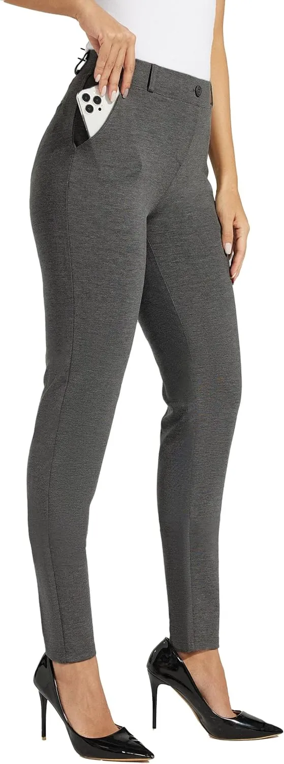 Willit Women's Yoga Dress Pants Skinny Work Slacks Leggings Slim Fit Stretch Office Casual Pants Pockets 27"/28"/29"/30"