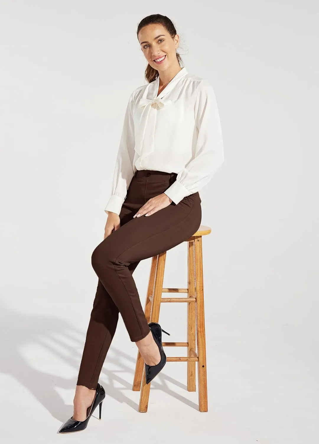 Willit Women's Yoga Dress Pants Skinny Work Slacks Leggings Slim Fit Stretch Office Casual Pants Pockets 27"/28"/29"/30"