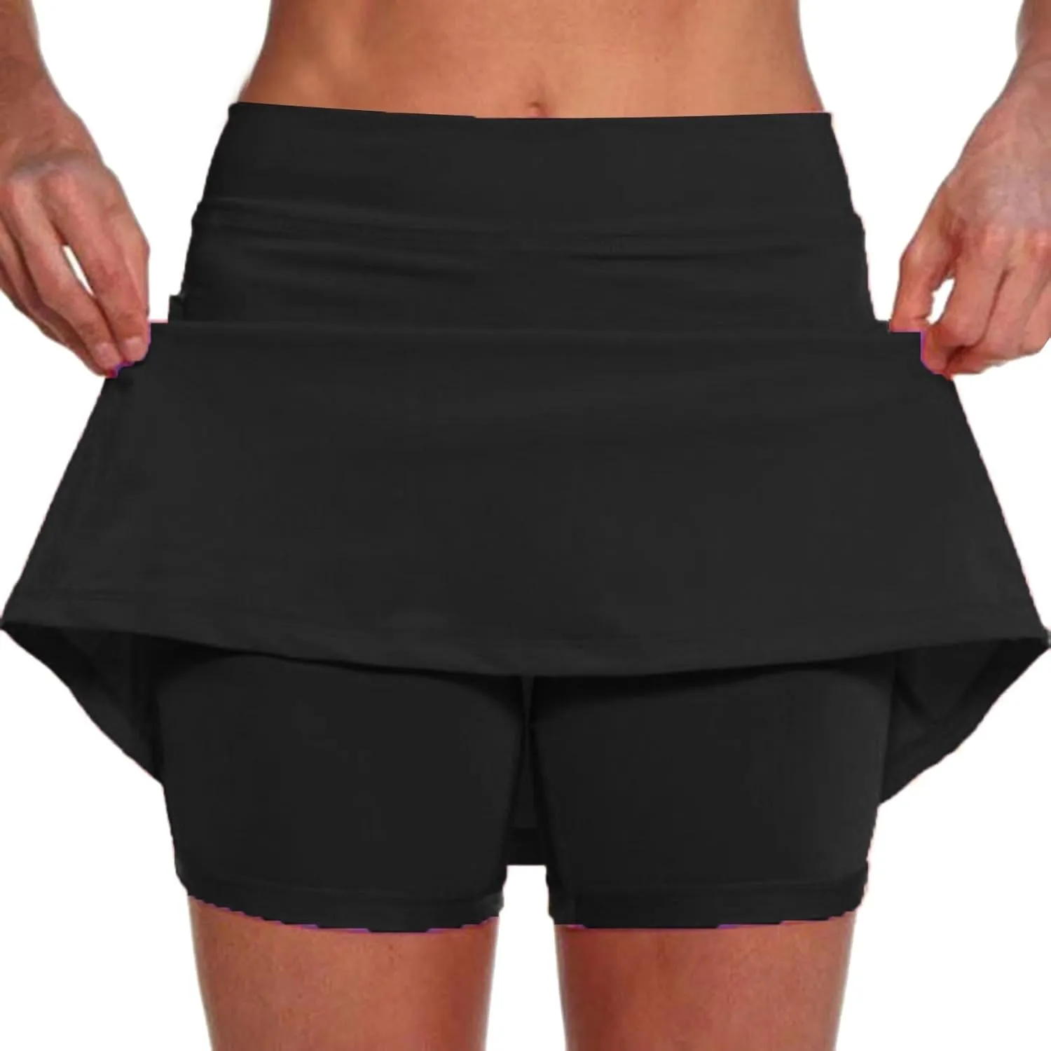 Women Athletic Skorts Hight Waist Tummy Control Tennis Yoga Culottes Casual Gym Running Plus Size Activewear with Pocket