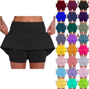 Women Athletic Skorts Hight Waist Tummy Control Tennis Yoga Culottes Casual Gym Running Plus Size Activewear with Pocket