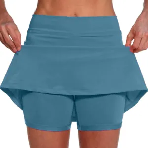 Women Athletic Skorts Hight Waist Tummy Control Tennis Yoga Culottes Casual Gym Running Plus Size Activewear with Pocket