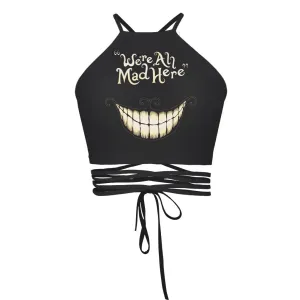 Women Backless Cropped Tank Top Sexy Sleeveless Tie Back Halter Cami Top Adjustable Slim Fitted Camisole Vest/1278/1009