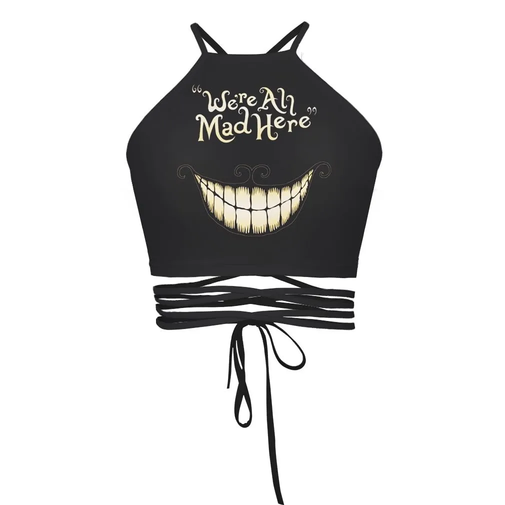Women Backless Cropped Tank Top Sexy Sleeveless Tie Back Halter Cami Top Adjustable Slim Fitted Camisole Vest/1278/1009