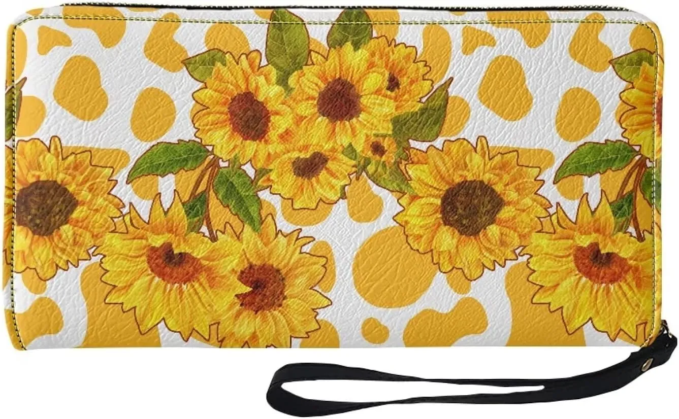 Women Clutch Zip Around Lemon Wallet With Coin Pocket Credit Card Holder Purse Long PU Leather Cash Bags With Wristlet