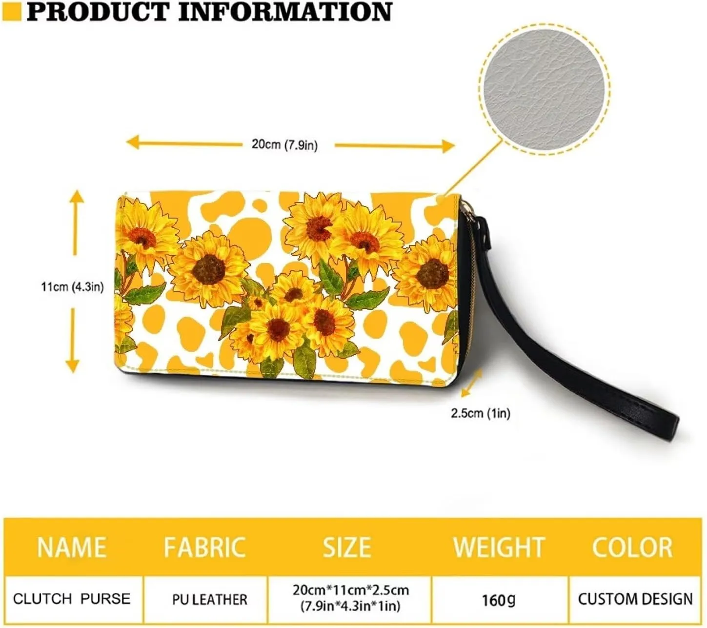 Women Clutch Zip Around Lemon Wallet With Coin Pocket Credit Card Holder Purse Long PU Leather Cash Bags With Wristlet