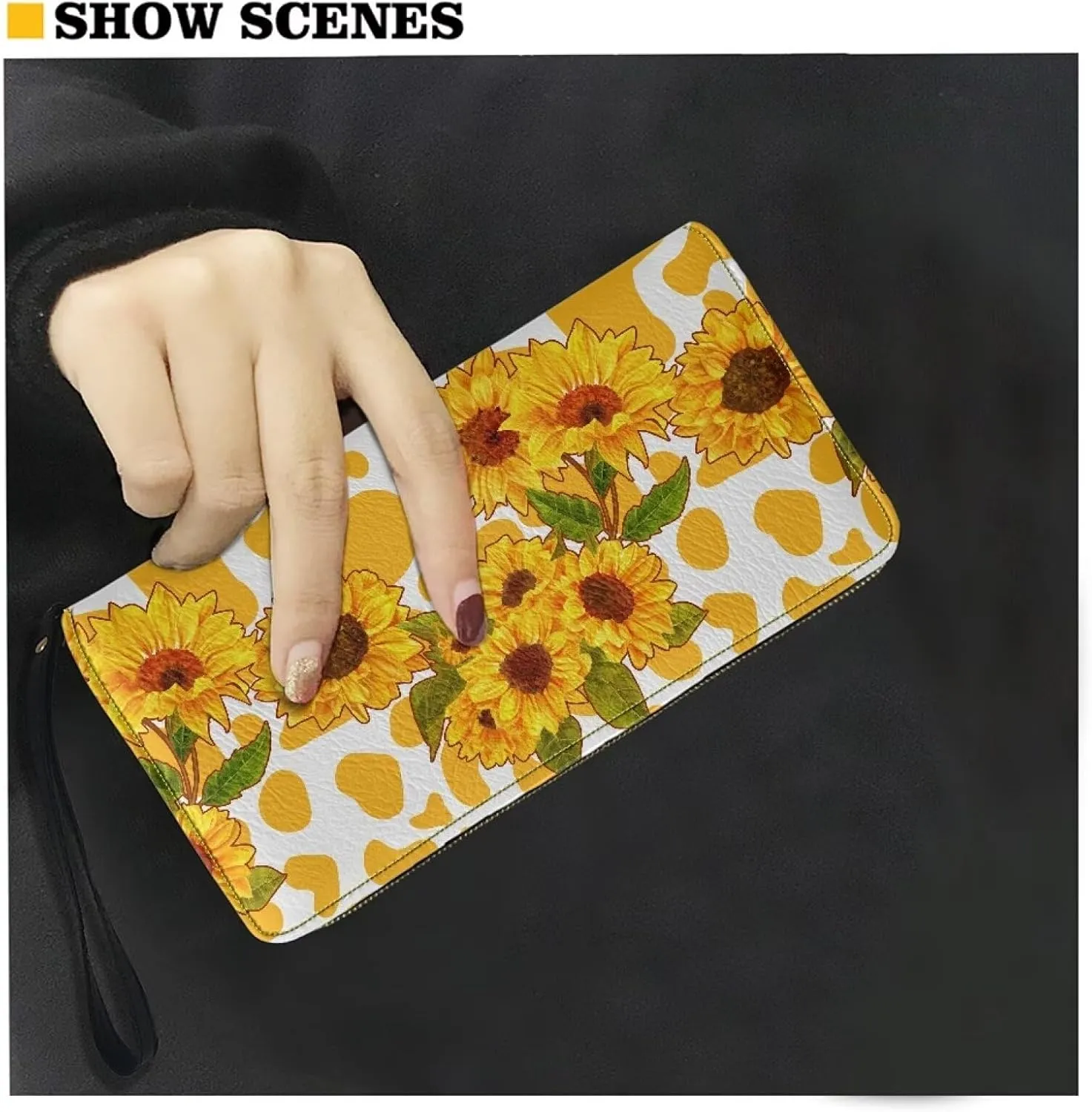 Women Clutch Zip Around Lemon Wallet With Coin Pocket Credit Card Holder Purse Long PU Leather Cash Bags With Wristlet