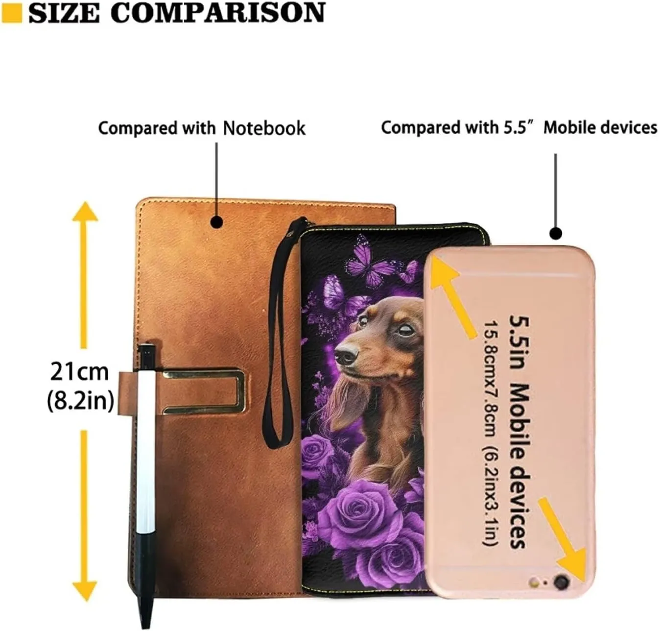 Women Cute Wallets Dachshund Floral Long Zipper Coin Purse Card Holder Handbags Wallet Purses Clutch Money Wristlet Bags