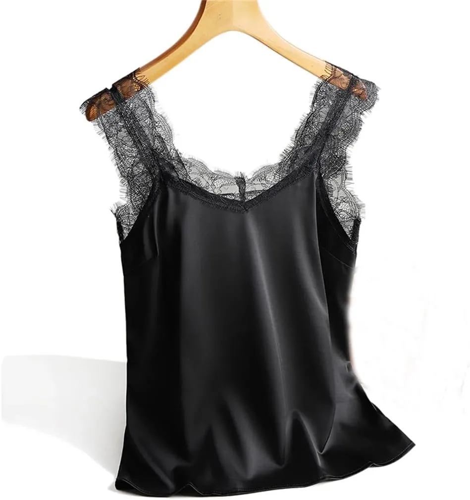 Women Lace Tank Tops Women Silk Sleeveless V Neck Womens Camisole Haltes Tank Top WomenSlim Vest
