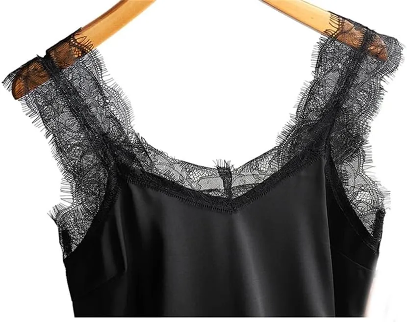 Women Lace Tank Tops Women Silk Sleeveless V Neck Womens Camisole Haltes Tank Top WomenSlim Vest