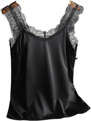 Women Lace Tank Tops Women Silk Sleeveless V Neck Womens Camisole Haltes Tank Top WomenSlim Vest