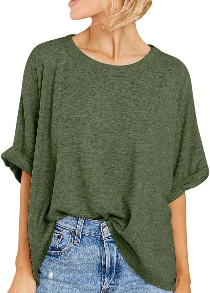 Women Oversized T-Shirt Summer Casual Short Sleeve Loose Tee Tops