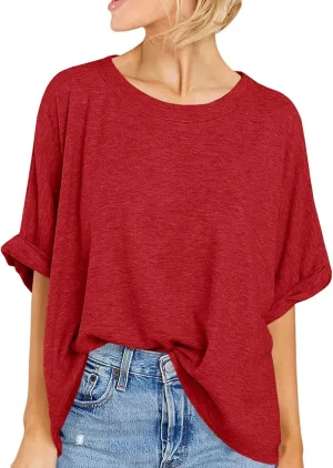Women Oversized T-Shirt Summer Casual Short Sleeve Loose Tee Tops
