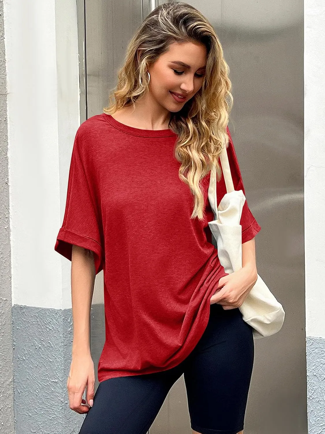Women Oversized T-Shirt Summer Casual Short Sleeve Loose Tee Tops