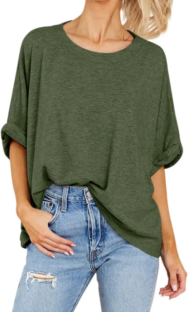 Women Oversized T-Shirt Summer Casual Short Sleeve Loose Tee Tops