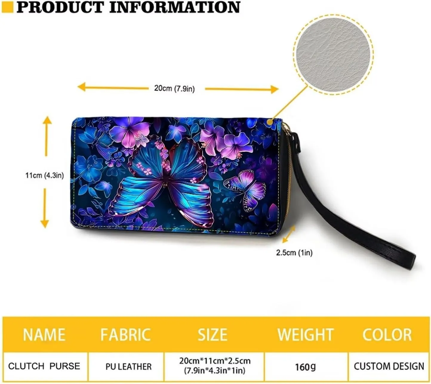 Women PU Leather Long Zipper Wallet Sunflower Elephant