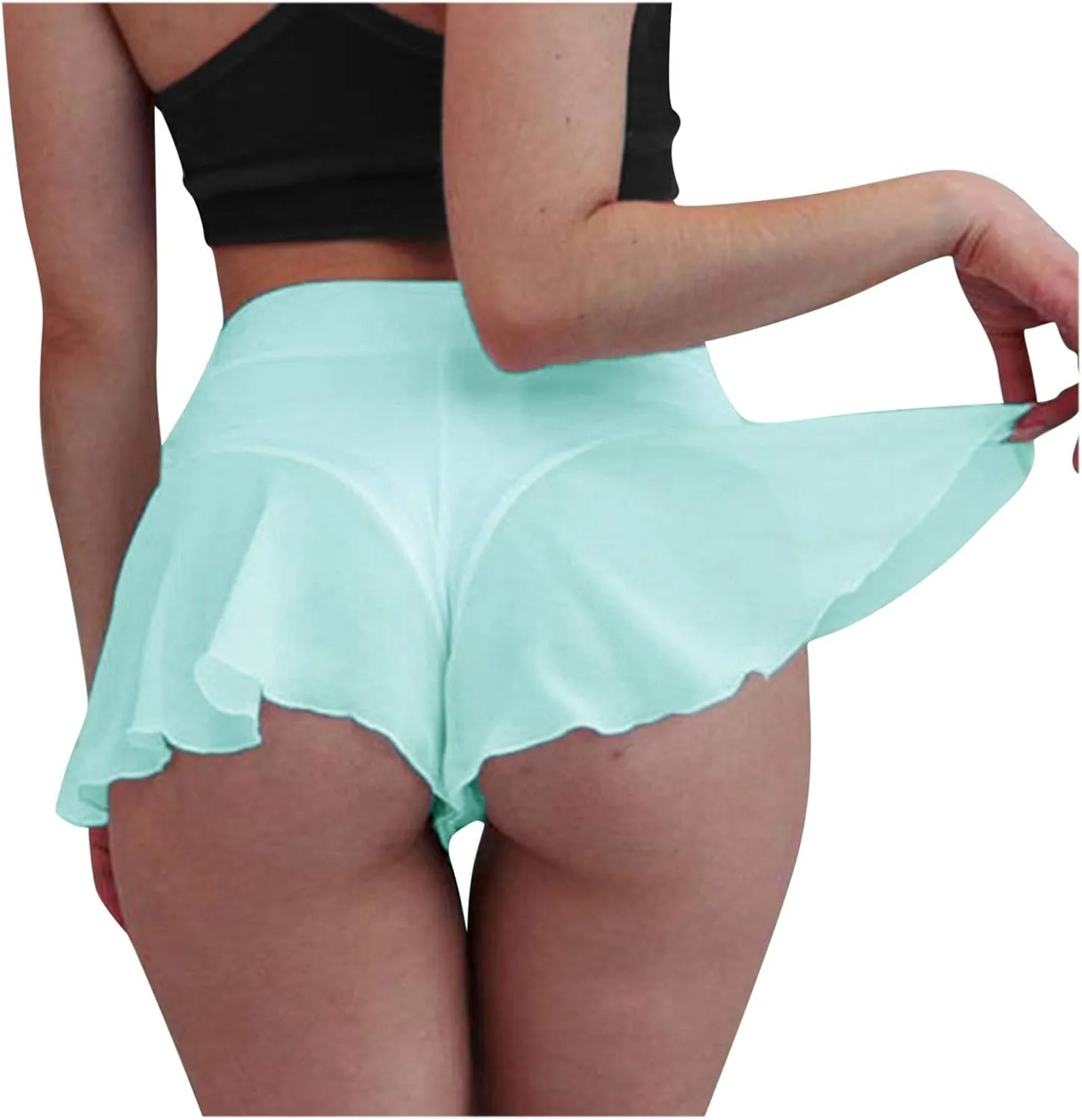 Women Sexy Pleated Mini Skirts High Waisted Shorts Ruffled Flowy Lingerie Culottes Dance Pants Yoga Golf Skorts Underwear