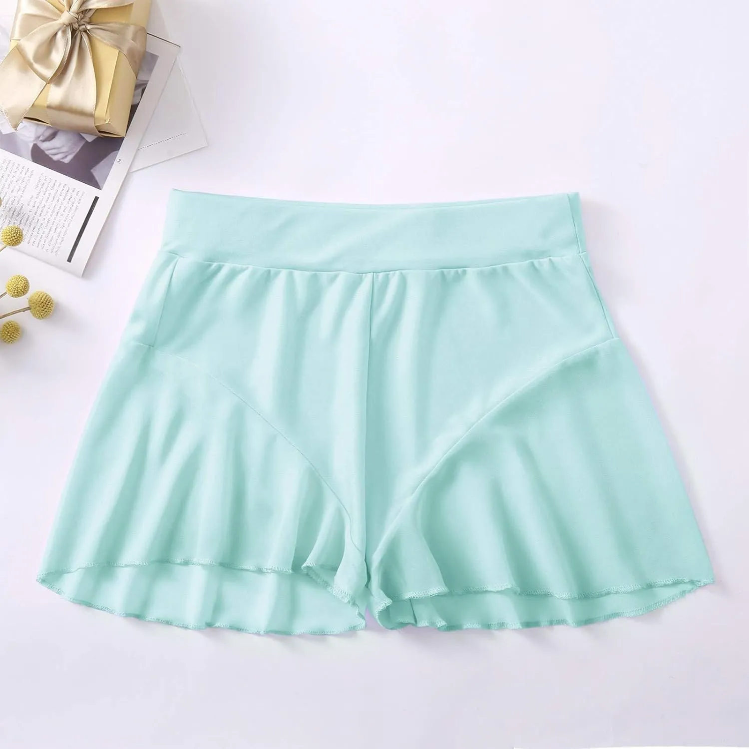 Women Sexy Pleated Mini Skirts High Waisted Shorts Ruffled Flowy Lingerie Culottes Dance Pants Yoga Golf Skorts Underwear