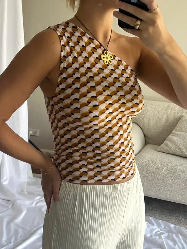 Women Y2k Floral Tank Top One Shoulder Graphic Top Backless Sleeveless Slim Fit Going Out Camisole Cute Streetwear