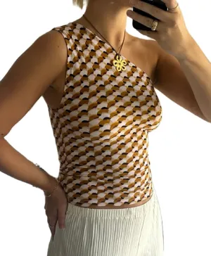 Women Y2k Floral Tank Top One Shoulder Graphic Top Backless Sleeveless Slim Fit Going Out Camisole Cute Streetwear