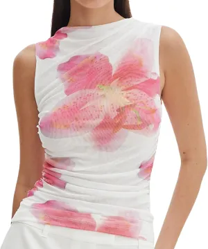 Women Y2k Floral Tank Top One Shoulder Sleeveless Graphic Cami Tank Top Flower Print Aesthetic Tee Summer Streetwear