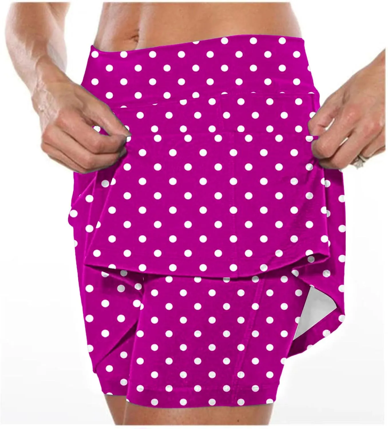 Womens Athletic Skorts with Pockets,High Waisted Tennis Skorts Polka Dot Print Golf Yoga Culottes Shorts Skirt