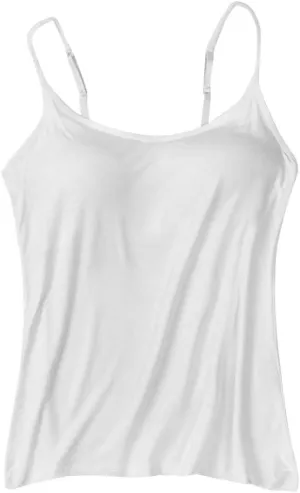 Women's Camisole Tops with Built in Bra Adjustable Spaghetti Straps Cami Tanks Summer Workout Top Undershirts for Yoga
