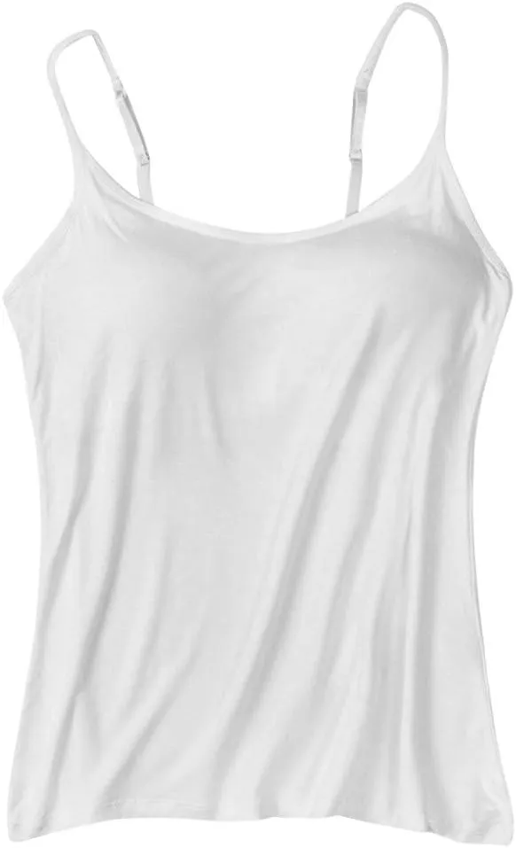 Women's Camisole Tops with Built in Bra Adjustable Spaghetti Straps Cami Tanks Summer Workout Top Undershirts for Yoga