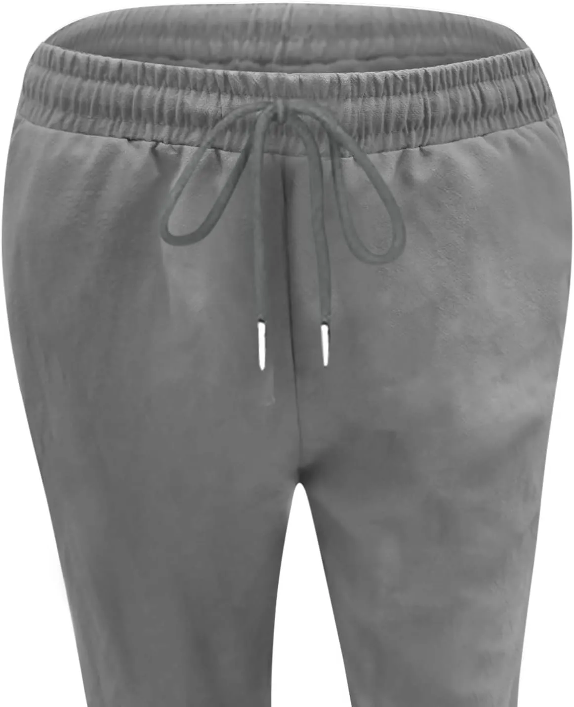 Womens Casual Pants Summer Linen Pants Straight Leg Drawstring Elastic High Waist Loose Comfy Trousers with Pockets