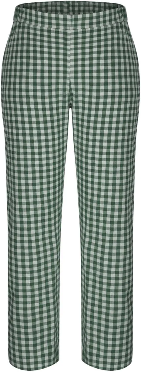 Women's Casual Plaid Pants Summer High Waist Comfort Athletic Trousers Fashion Loose Comfy Lounge Pant with Pocket