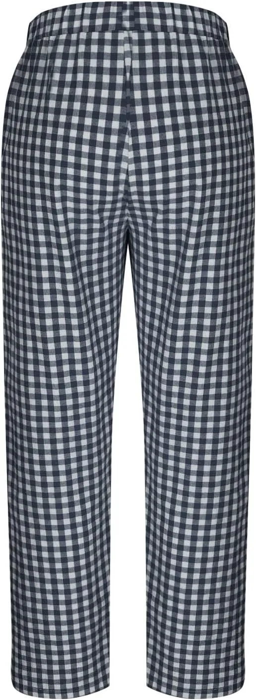 Women's Casual Plaid Pants Summer High Waist Comfort Athletic Trousers Fashion Loose Comfy Lounge Pant with Pocket
