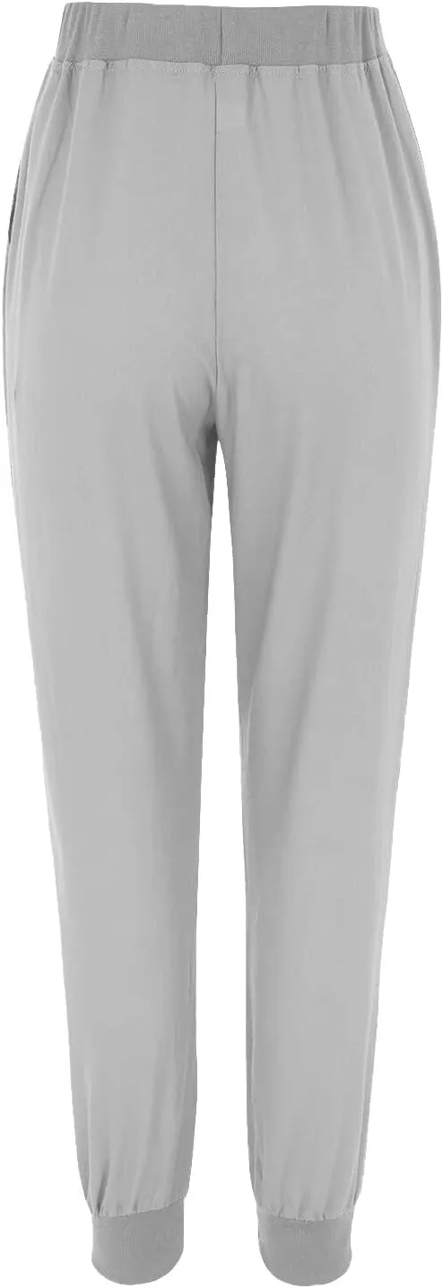 Womens Cotton Linen Pants with Pockets Elastic Waist Drawstring Tapered Pant Casual Trousers Lightweight Summer Pants