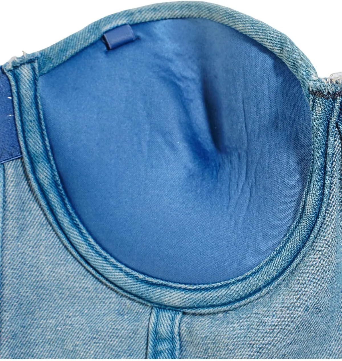 Women's Denim Tank Top Corset Bustier Blue Jean Crop Top Bra Streetwear Cami Detachable Straps Push Up Vest