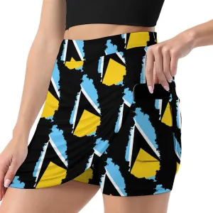 Women's El Salvador Flag Tennis Skirt Casual A-line Light-Proof Trouser Skirt with Shorts Pockets