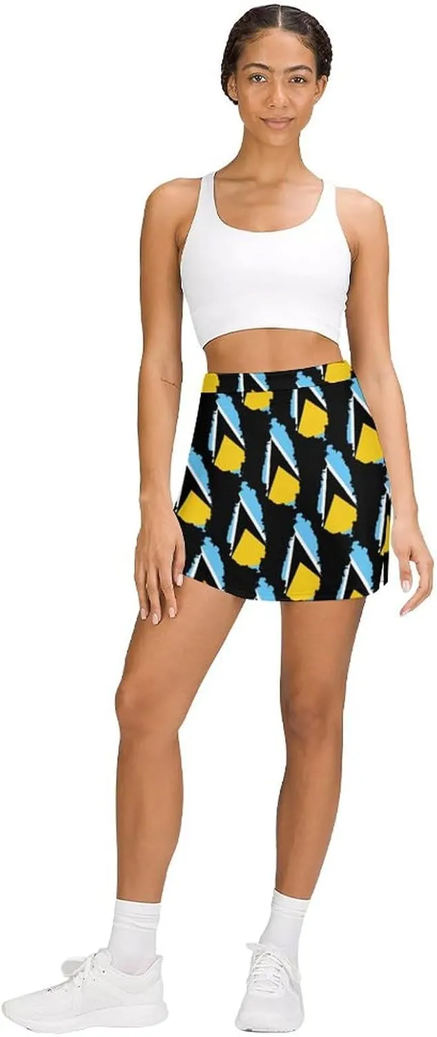 Women's El Salvador Flag Tennis Skirt Casual A-line Light-Proof Trouser Skirt with Shorts Pockets