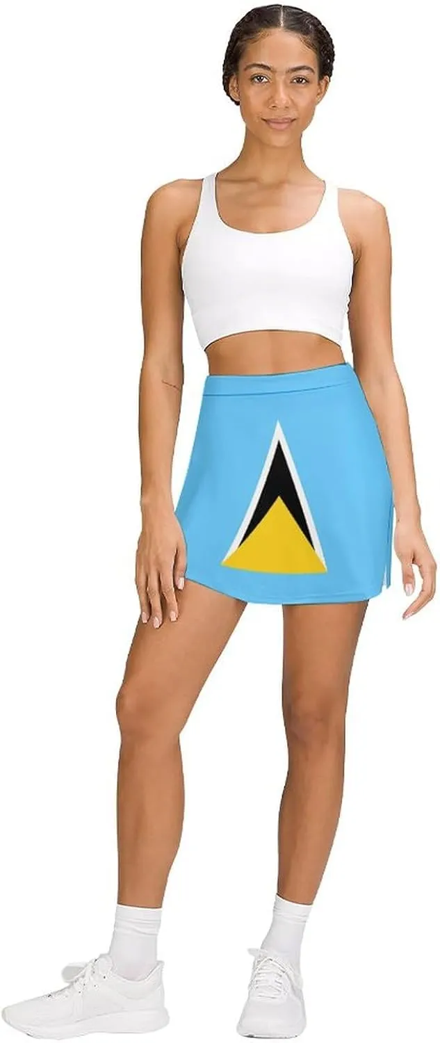 Women's El Salvador Flag Tennis Skirt Casual A-line Light-Proof Trouser Skirt with Shorts Pockets
