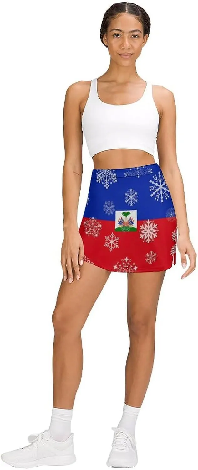 Women's Gay-Pride-Flag Tennis Skirt A-line Light-Proof Trouser Skirt with Shorts Pockets