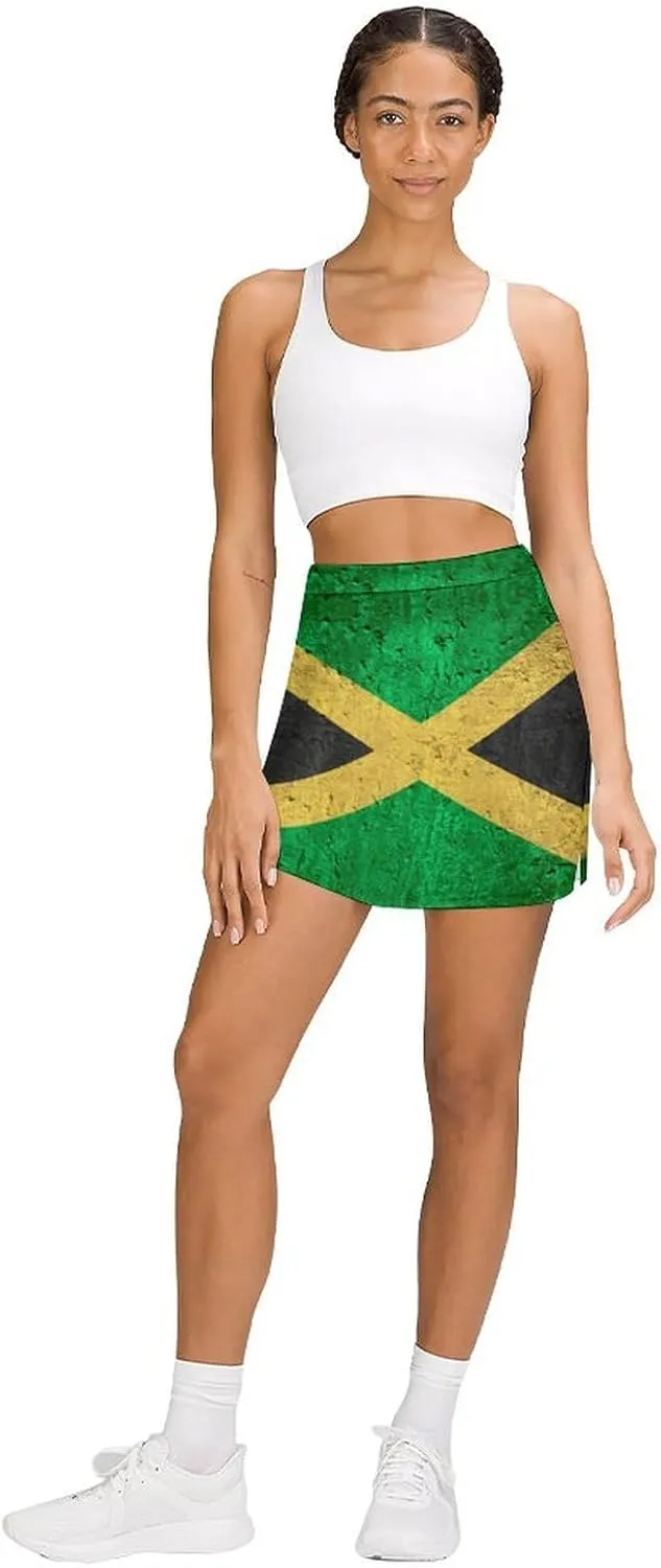 Women's Gay-Pride-Flag Tennis Skirt A-line Light-Proof Trouser Skirt with Shorts Pockets