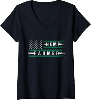 Womens Hemp Farmer | Organic CBD Oil & THC Holistic Medicine Gift V-Neck T-Shirt