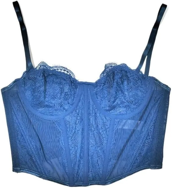 Women's Lace Camisole Top with Bottoming Top Waist Mesh Chest Wrap Thin Underwear for Women(Blue,36b)