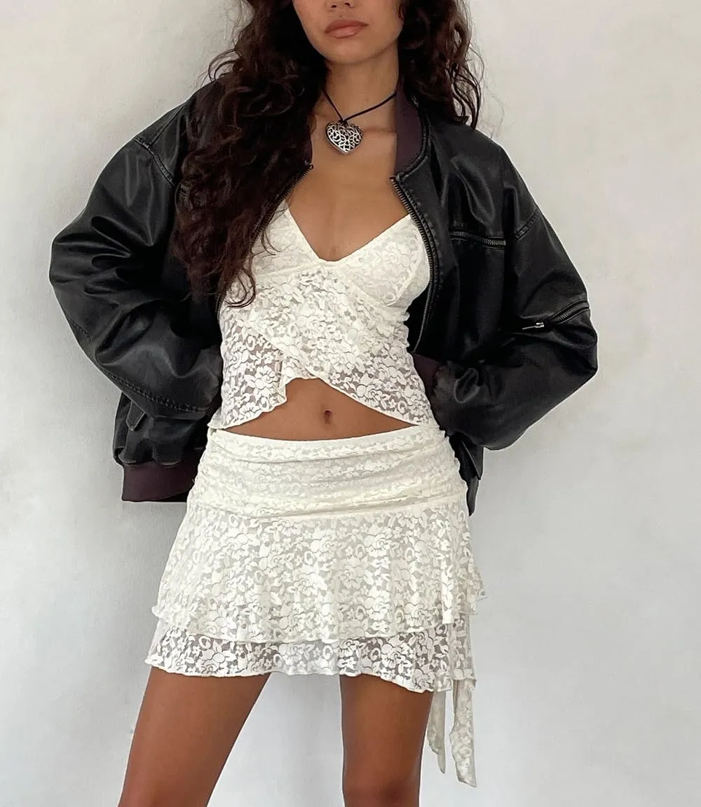 Women's Lace Trim Tank Top Sleeveless Spaghetti Strap Bustier Camis Top Backless Lace Sheer Camisoles Going Out Tops