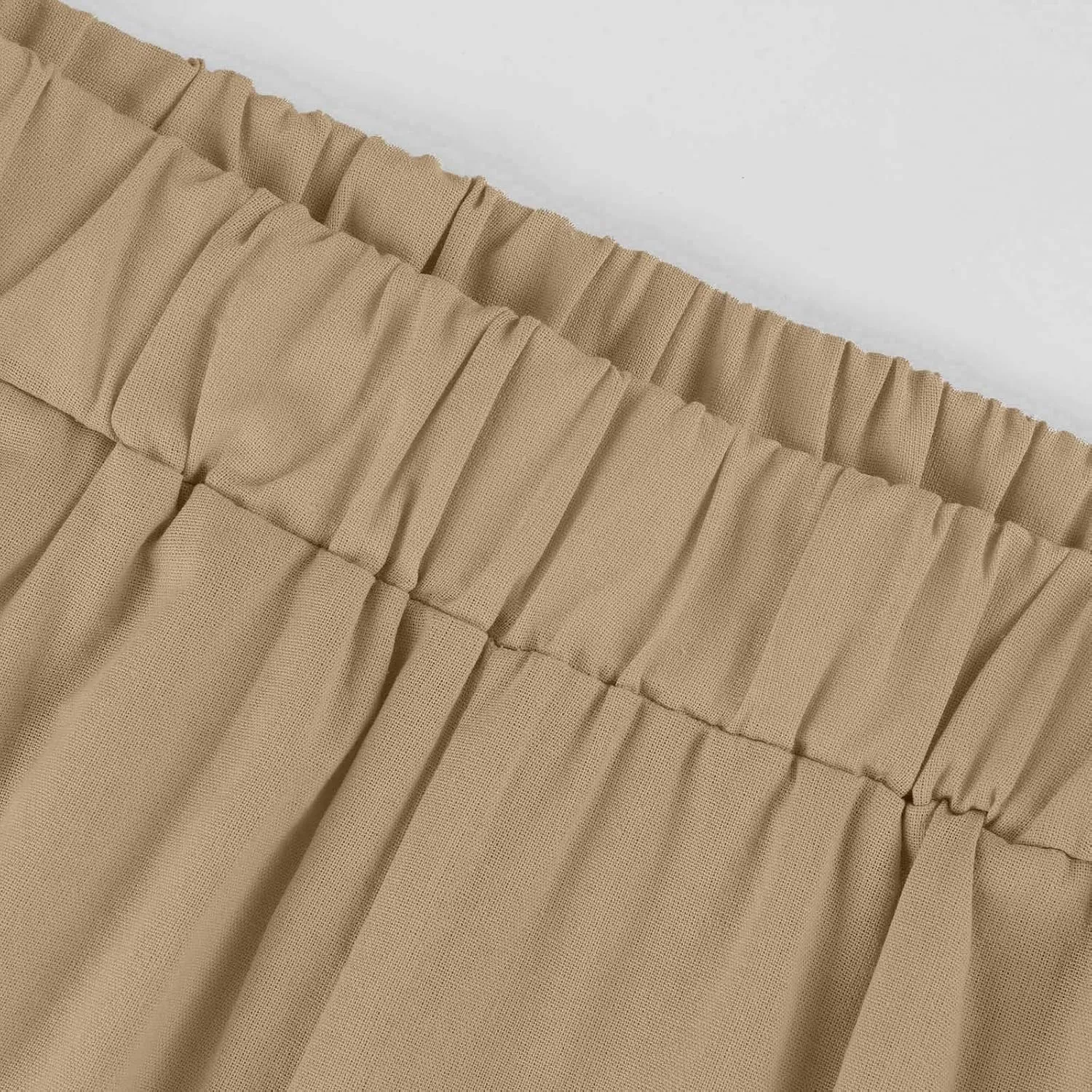 Womens Linen Cropped Pants High Waisted Summer Beach Pants Elastic Waist Tapered Pants Casual Ankle Length Trousers