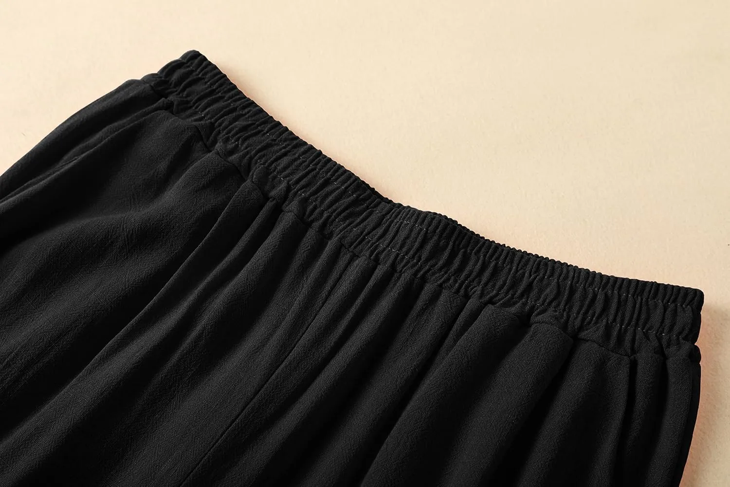 Womens Plus Size Linen Pants Wide Leg Palazzo Trousers High Elastic Waist Flowy Culottes with Pockets L 5XL