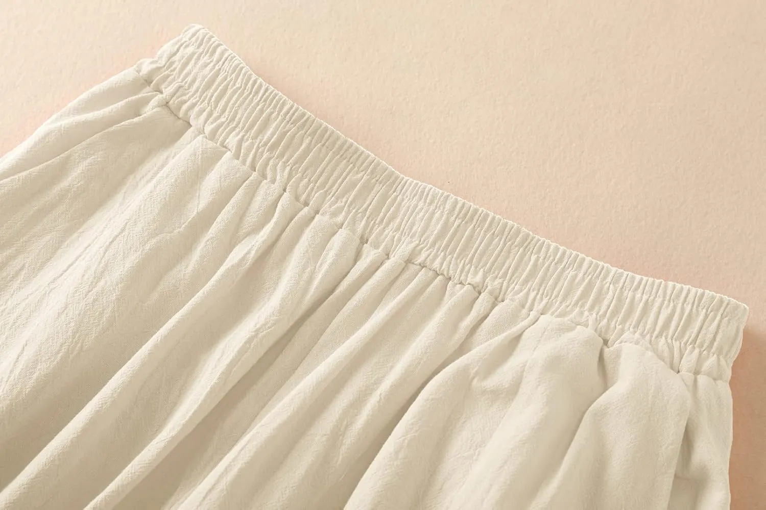Womens Plus Size Linen Pants Wide Leg Palazzo Trousers High Elastic Waist Flowy Culottes with Pockets L 5XL