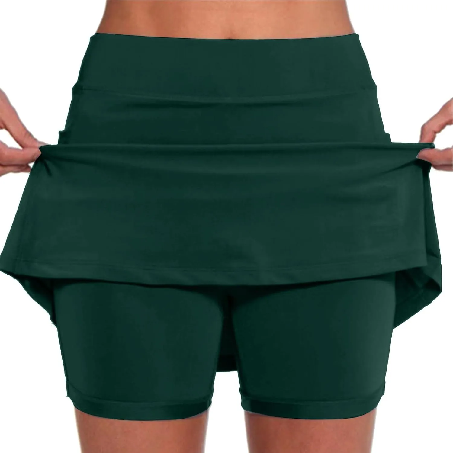Womens Pocket Tennis Culottes Golf Athletic Tummy Control Skirt with Shorts Underneath Running Pickleball Yoga Skorts