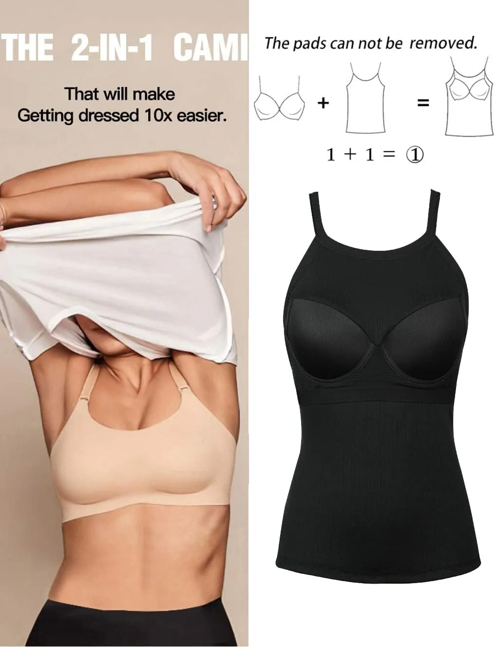Womens Racerback Ribbed Tank Top Camisole with Built in Bra Running Yoga Sport Bra Athletic Slim Sleeveless Summer Top