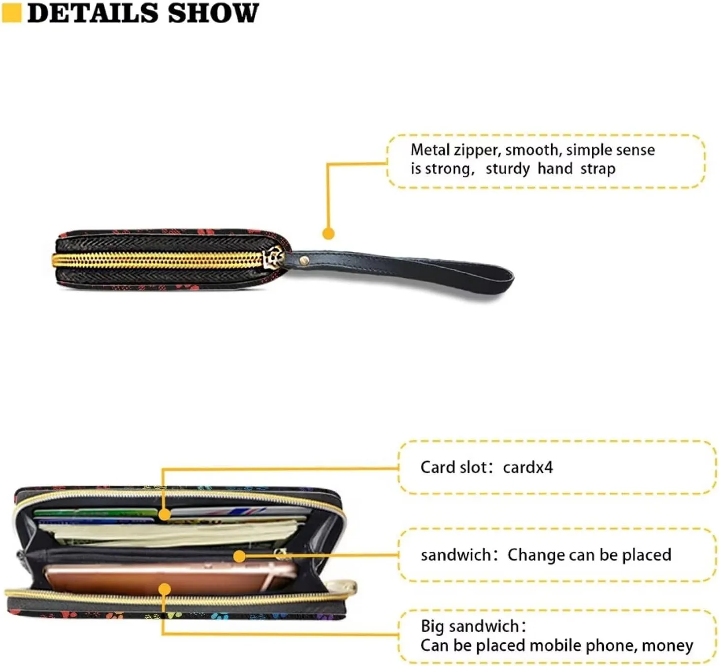 Womens Rainbow Wallet Paws Pattern Zip Around Long Purse RFID Blocking Card Holder Clutch Large Leather Phone Wristlet Handbags